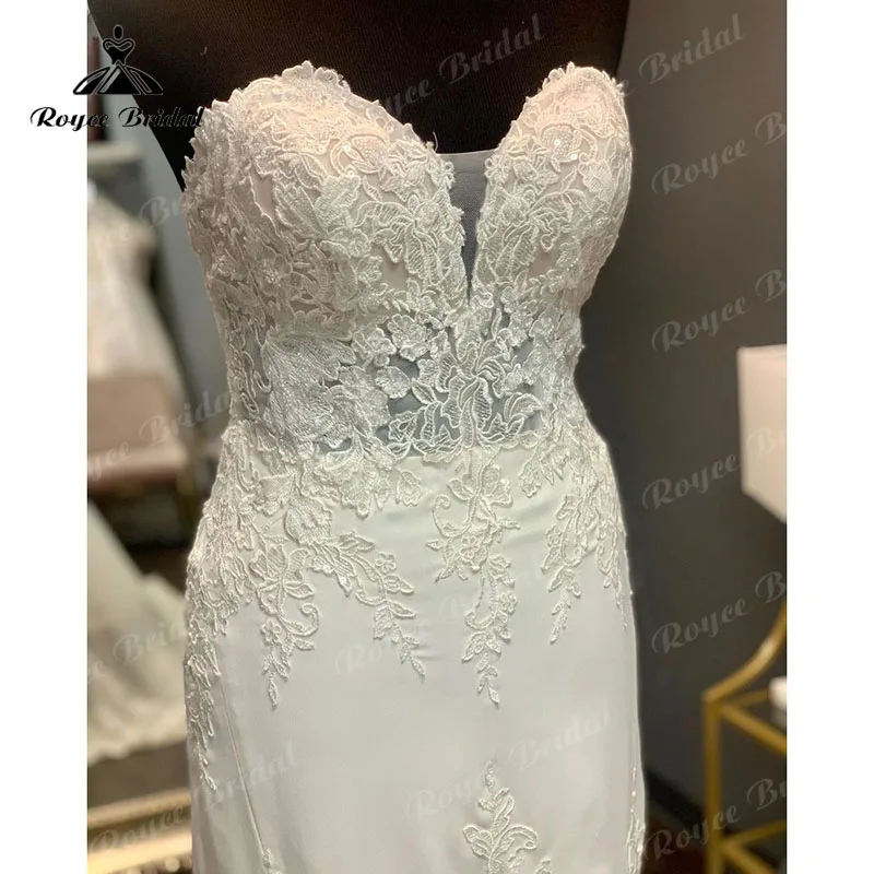 Vestidos de novia bohemios de sirena/trompeta sin mangas con apliques de encaje, vestido de novia de campo, ropa de boda