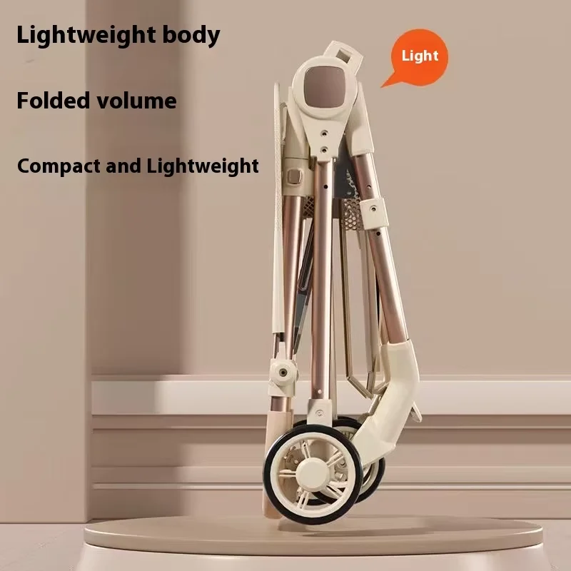 Kereta Dorong Bayi Ringan Portabel Lipat Satu-Klik, Kereta Lipat Saku untuk Duduk, Berbaring, dan Berjalan