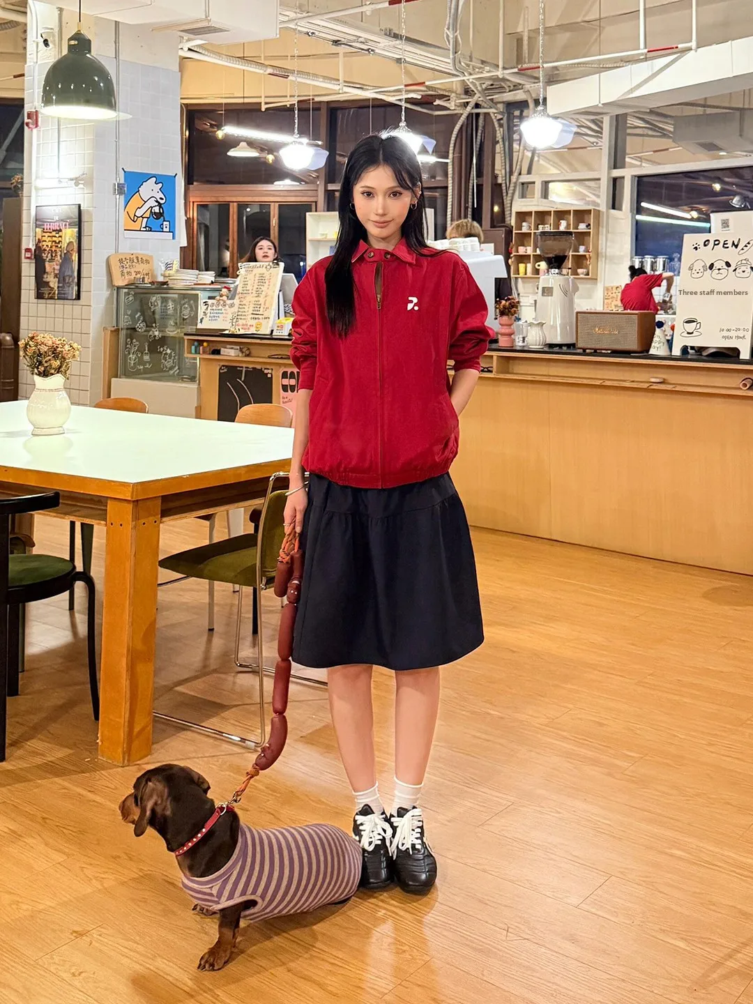 

Red Stand Collar Embroidered Open Cardigan Jaet Men's American Harington Jaet Cleanfit Baseball Coat Casual Loose Fit