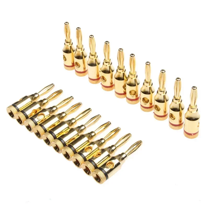 20/8 peças 4mm plugues banana banhados a ouro 24k conectores de alto-falante de áudio para sistema hi-fi de home theater equipamento de som profissional