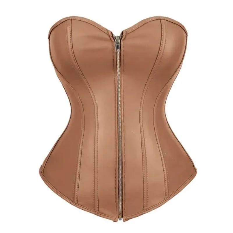 

aaa12 3Women Faux Leather Corset Sexy Clubwear Overbust Women Zipper Trainer Bustier Vintage Corselet Waist Cinche