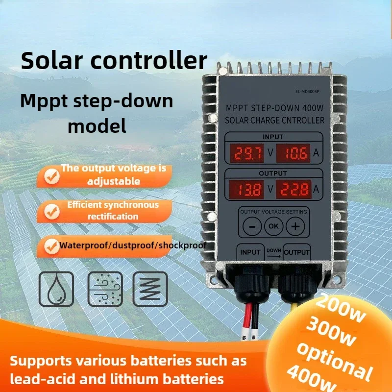 Excellent MPPT Solar Charging Controller 10-30V Voltage Adjustable with Display Photovoltaic Lithium Iron Phosphate Battery Step