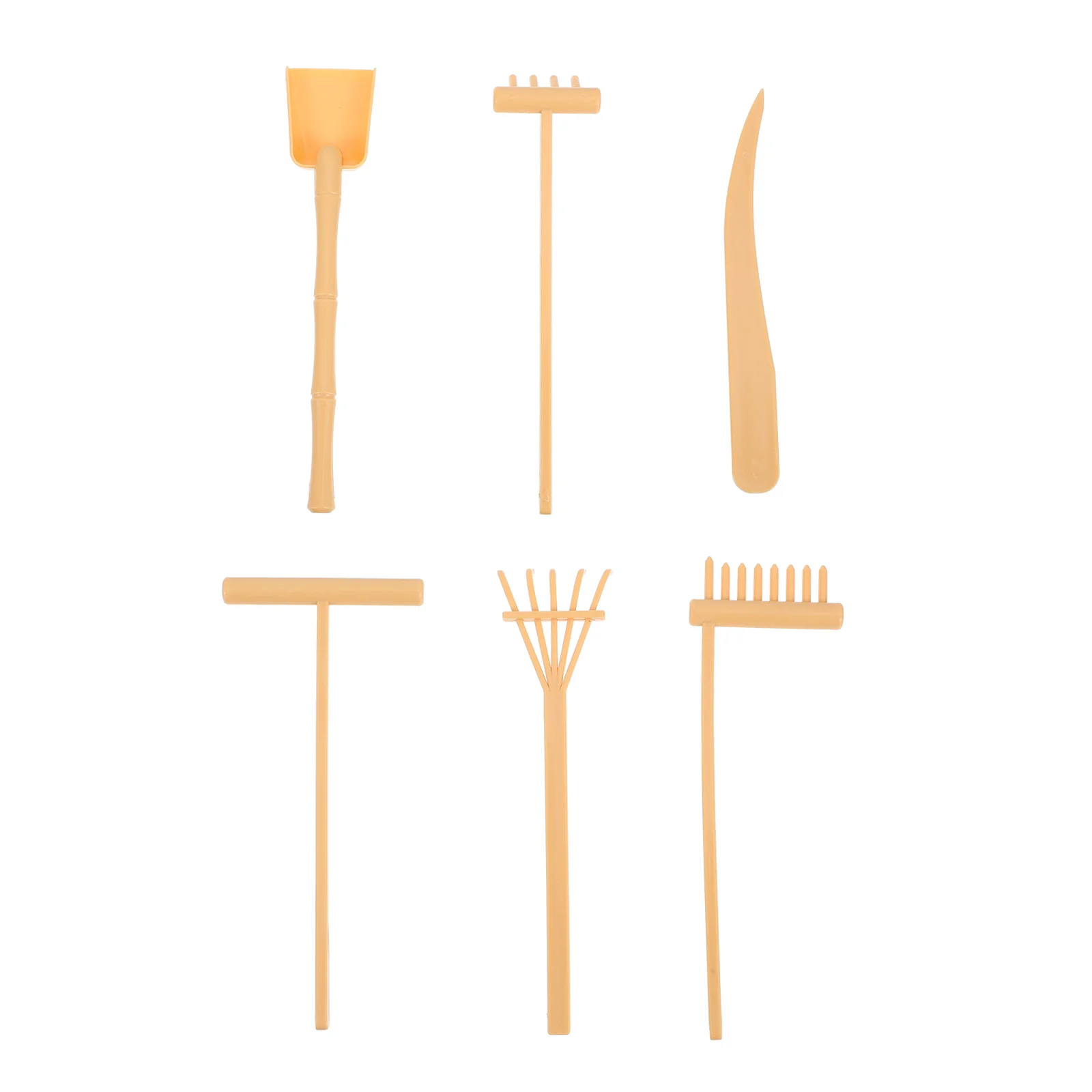 

6 Pcs Mini Sand Rake Set Plastic Craft Tools Zen Desk Adornment Yellow Rakes Sand Smoothing Toy Kids Gift Storage