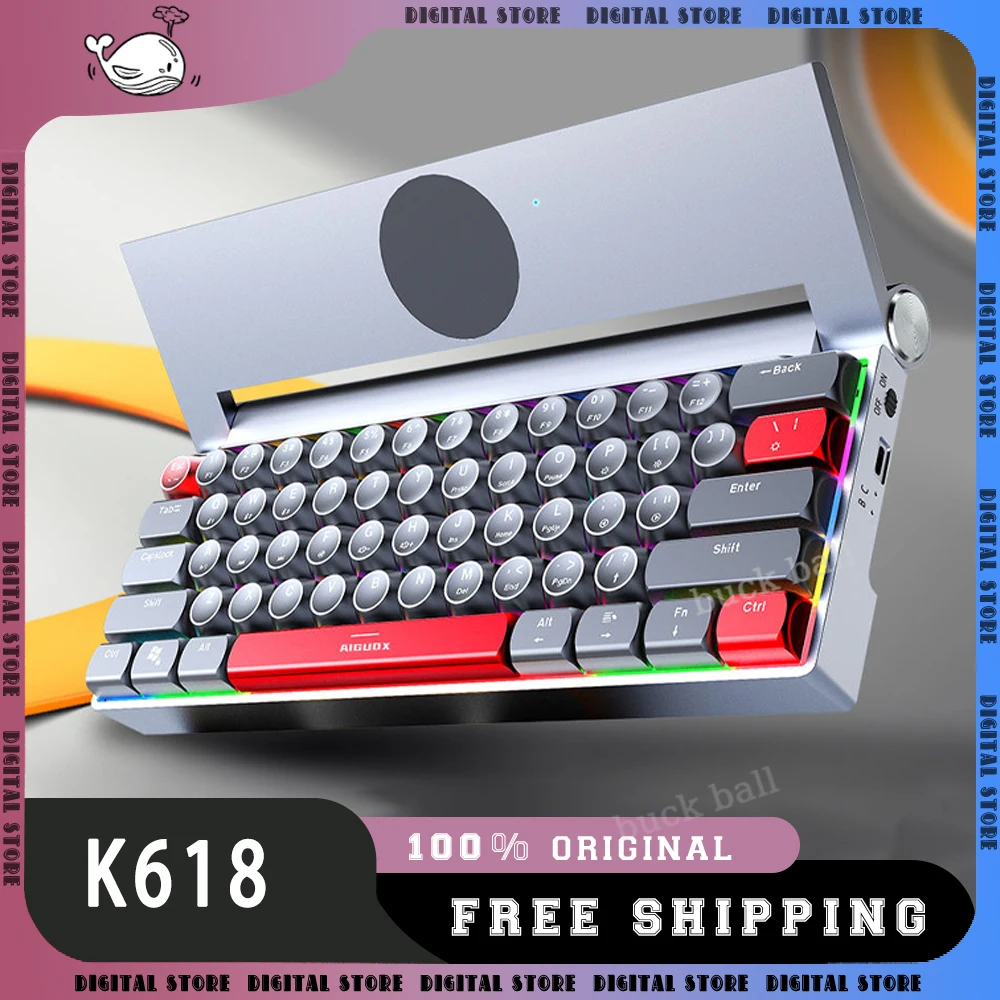 

Maowang K618 Mechanical Keyboard 3Mode USB/2.4G/Bluetooth Wireless Keyboard 61keys Hot Swap Rgb Backlight Gaming Keyboards Gift