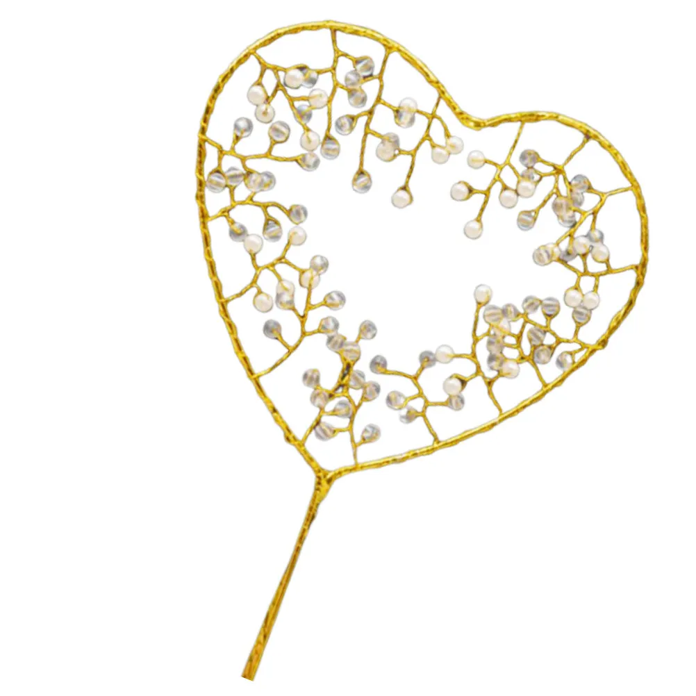 

Металлические украшения для торта в форме сердца с золотыми кристаллами для свадеб, дней рождения, украшения капкейков и десертов