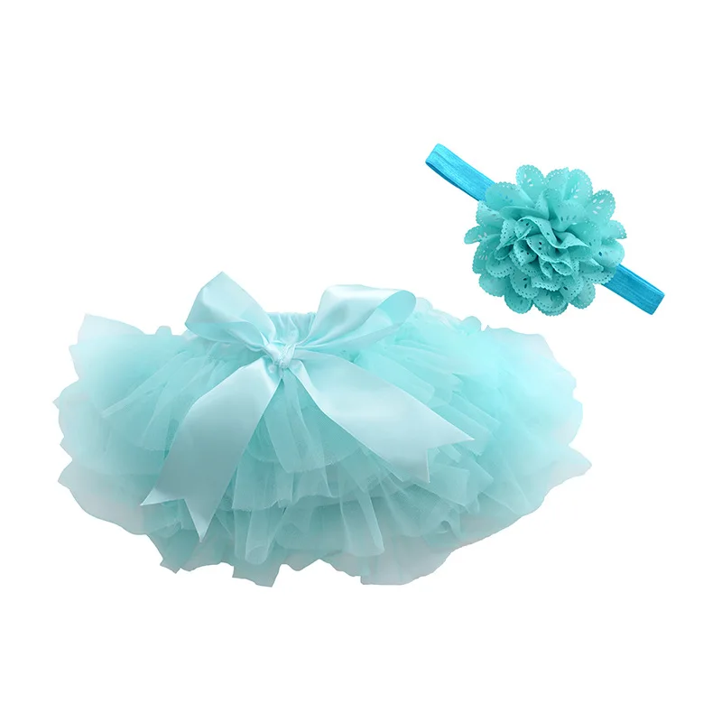 Baby Girls Tulle Tutu Bloomers Infant Newborn Diapers Cover set Short Skirts+Headband Set Girls Skirts Rainbow Baby Skirt