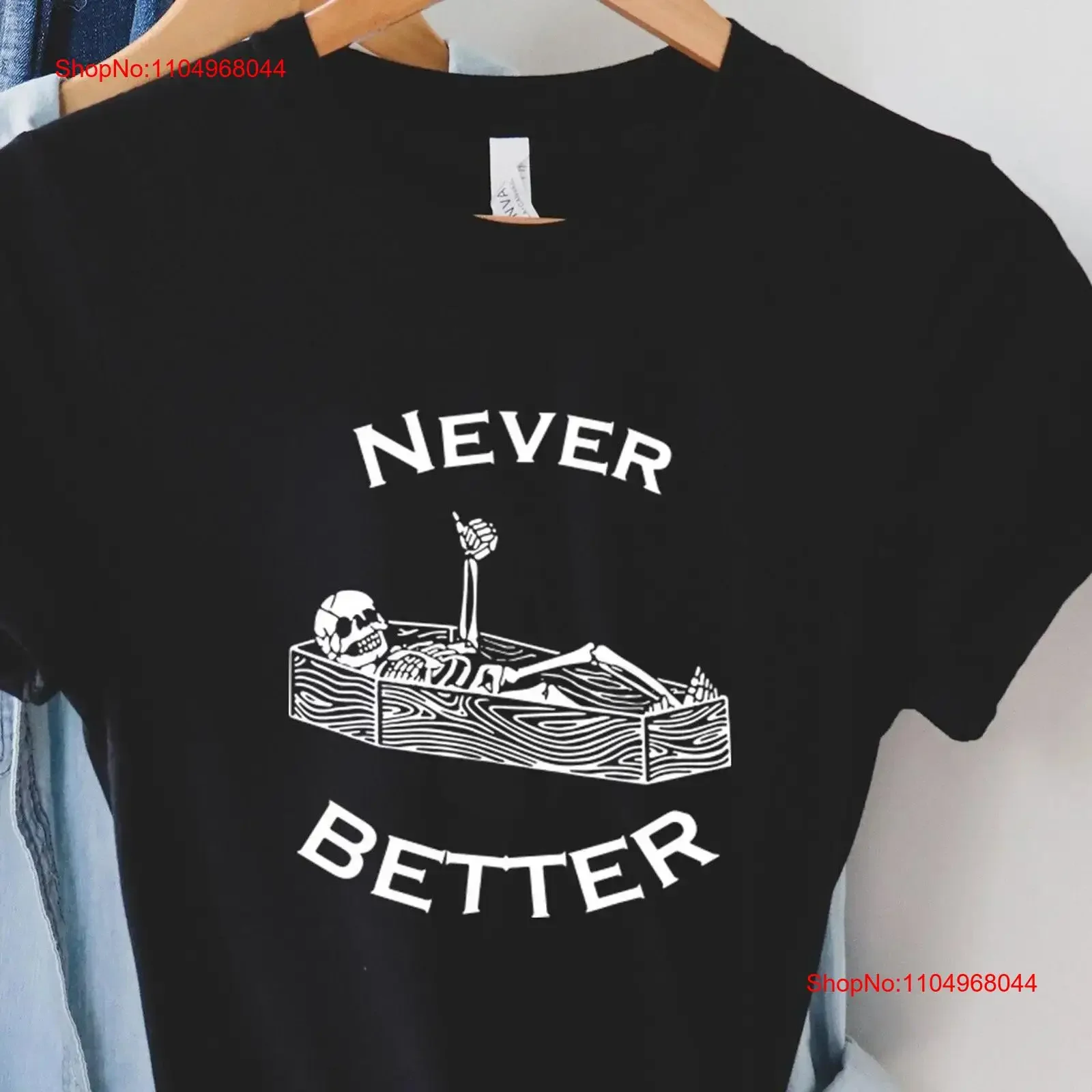 

Никогда не лучше, футболка со скелетом, забавная вечеринка на Хэллоуин, жуткий сезон, женская винтажная стираная удобная дизайнерская одежда