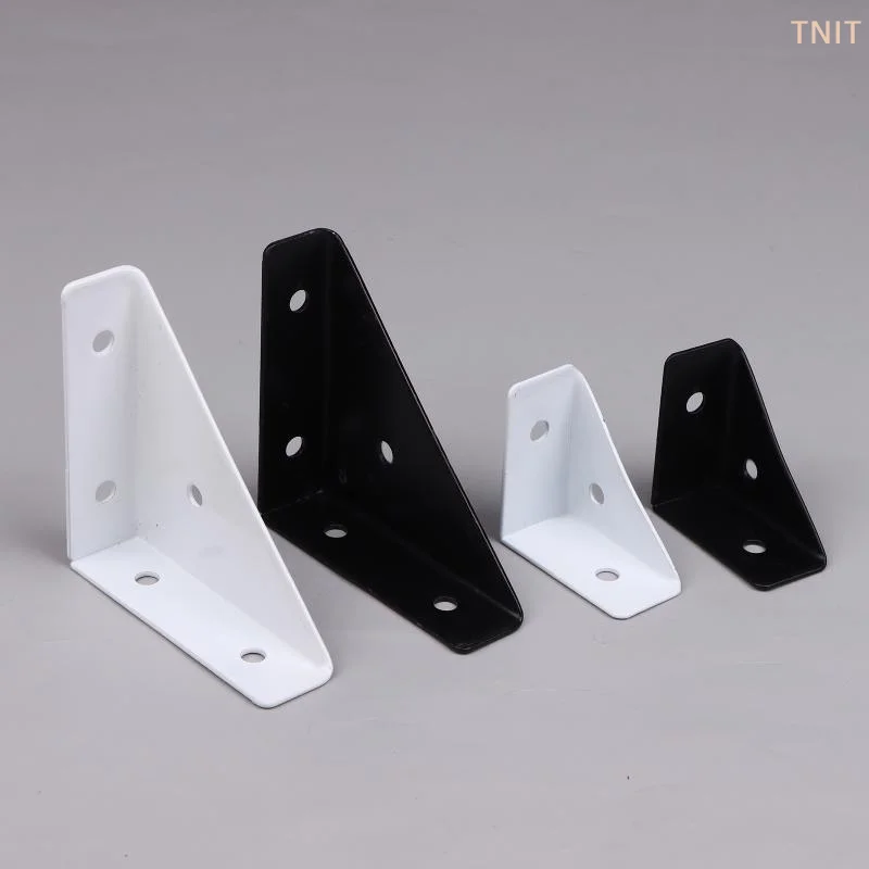 [J] 4PCS Right Triangle Corner Supports White Black Wooden Furniture Corner Connector Fasteners Suitable For Beds Cabinets