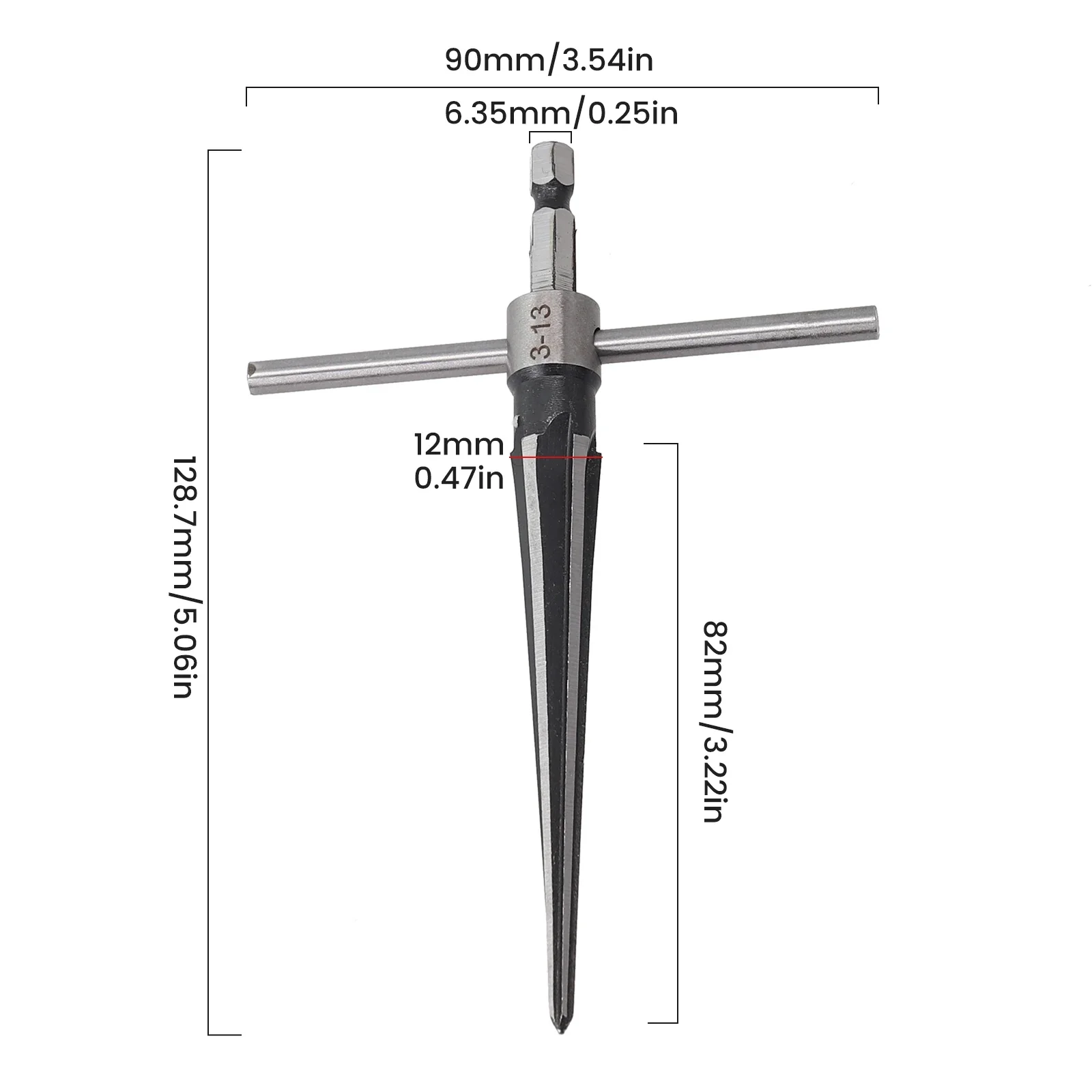 Hand Tools Tapered Reamer Hand Held Reamer Chamfers For Taper Hole On The Wood Board 45# Steel Hand Held Reamer Hex Shank 1pc