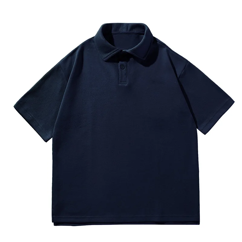 

LH036 Heavy collared POLO shirt for men loose solid color
