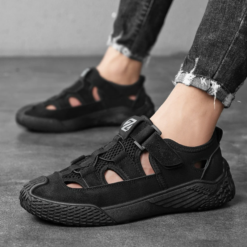 

Sneakers Men's Sport Closed Toe Sandals Summer Outdoors Hiking Mesh Shoes Breathable Fashion Casual Soft Bottom Male Footwear