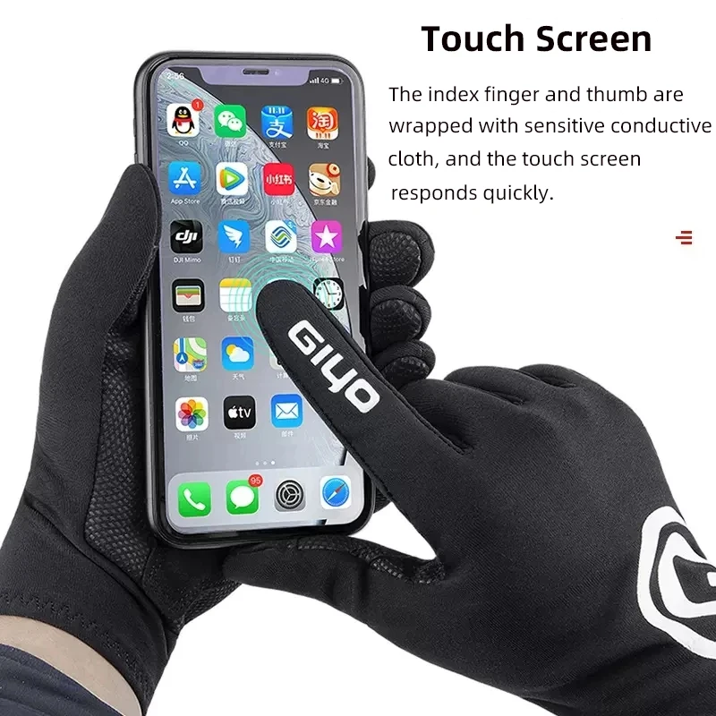 GIYO Winter Cycling Warm Gloves Thickening Long Full Finger Gloves Touch Screen SBR Shockproof Palm Bicycle Themal Mittens