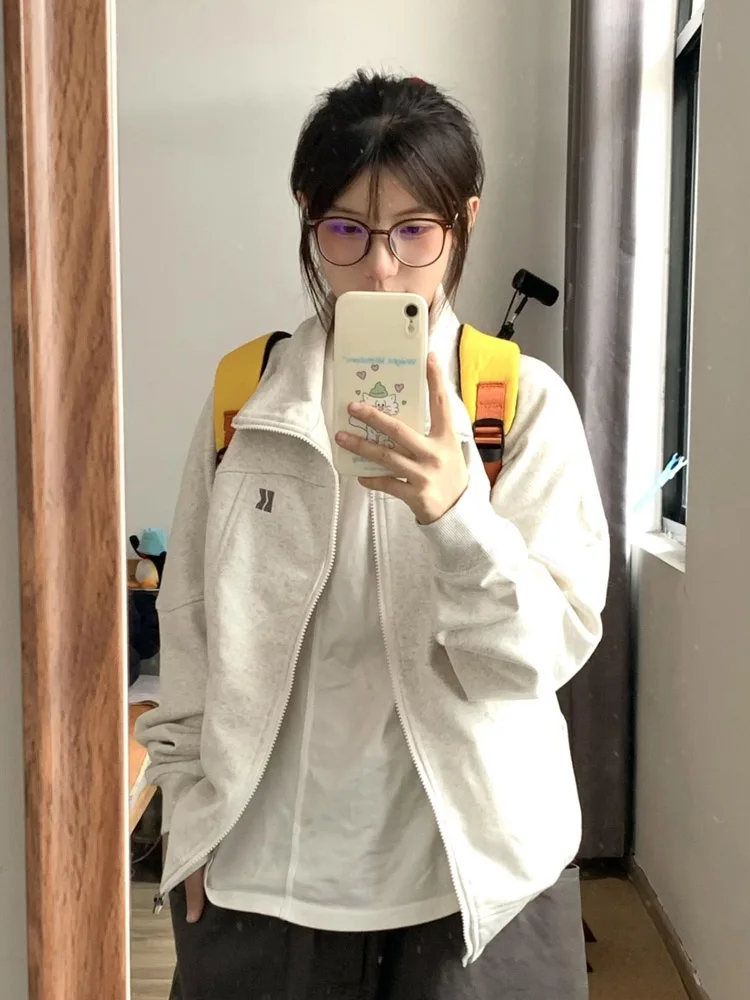 Coreano faculdade sle gola aberta cardigan camisola jaet feminino casual preguiçoso primavera outono faion topo