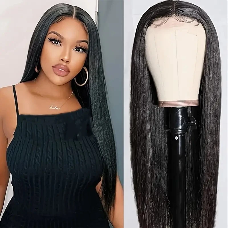 New fashion , African middle-parted long straight hair, full lace front wig