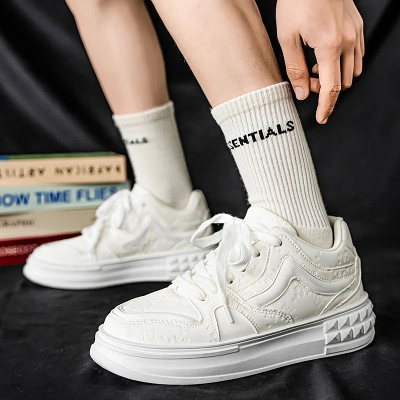 

Модная кожаная ткань, дышащая спортивная обувь на платформе с увеличенной высотой, кроссовки, повседневные мужские дизайнерские легкие подходящие туфли для доски