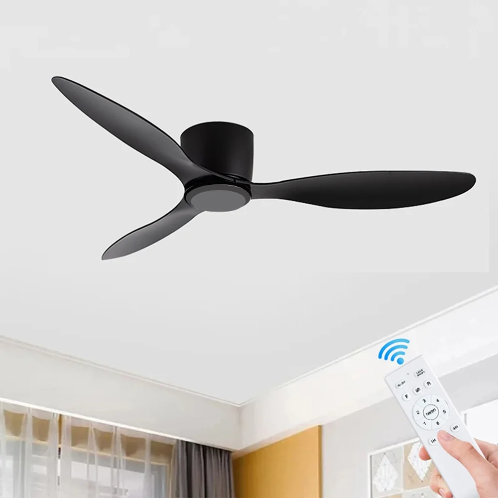 Modern Simple Ceiling Fan Low Floor DC Motor Ceiling Fans With Remote Control Simple Ceiling Fan Without Light Home Fan