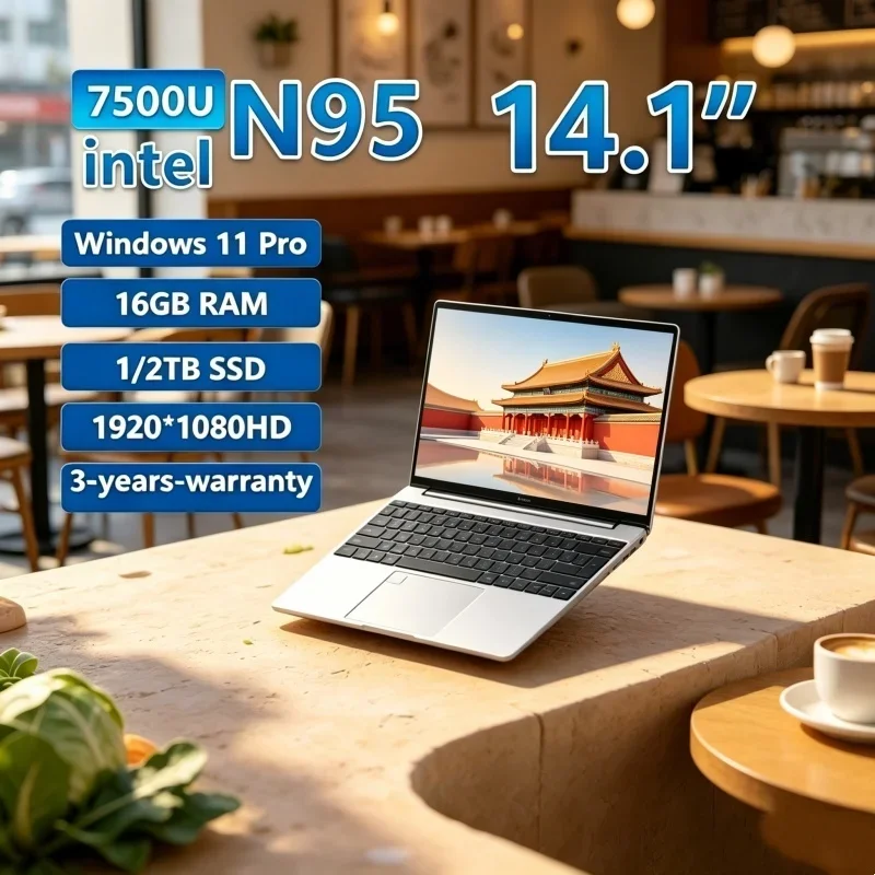 2026 Mysterious 14.1" Laptop N95 FHD IPS 120Hz Lambent Clear Screen SSD Elegant Keybed Fingerprint Rampart Unlock