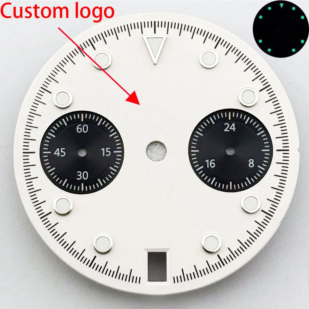 High quality 29mm watch dial C3 lumiouns suitable for VK64 quartz movement Chronograph Daytona spare parts customizable logo