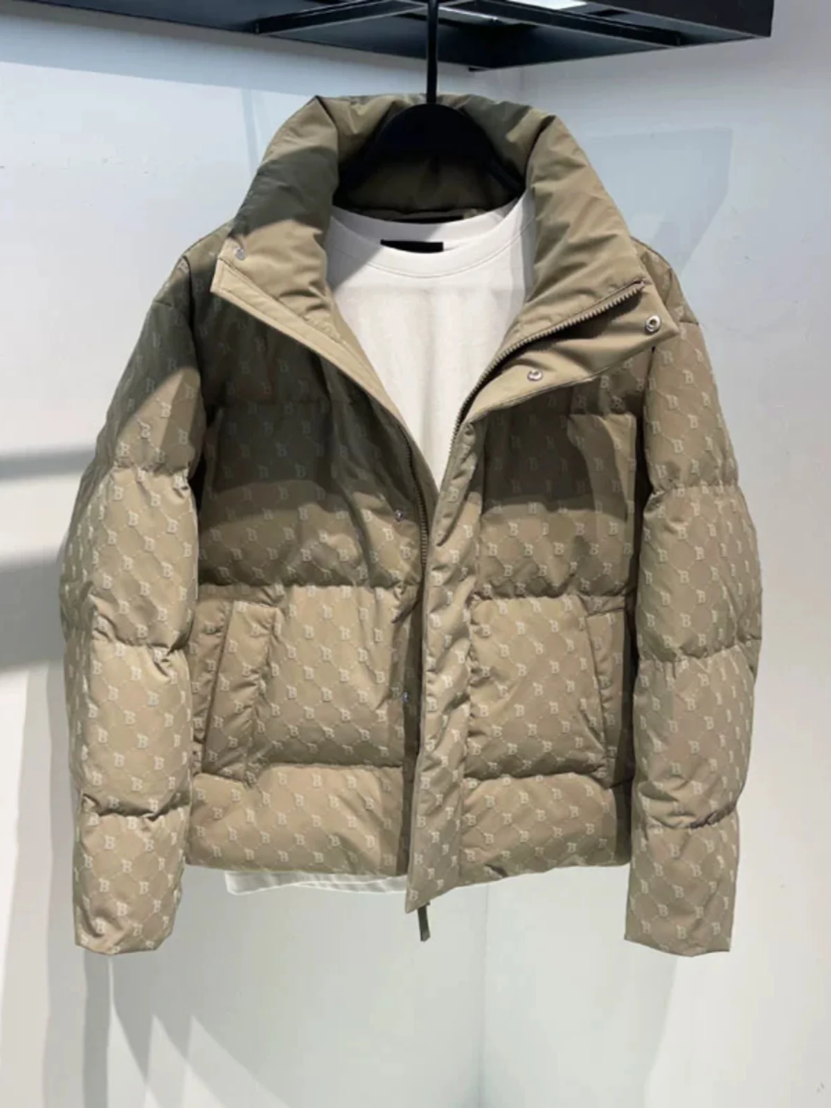 

Faionable Winter Men's ort Thiened Du down Jaet Stand Collar Warm Outerwear Printed Casual Youth ular Coat