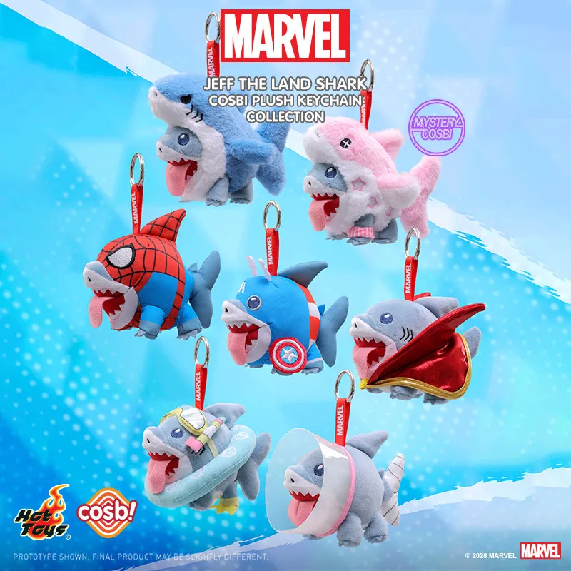 

Hot Toys Marvel Jeff The Land Shark Cosbi Plush Keychain Mystery Blind Box Collection Stuffed Doll Bag Pendant For Marvel Fans