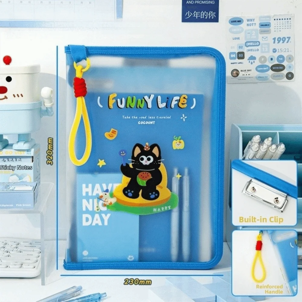 大容量 A4 ファイル収納袋手持ちポータブルファイルバッグ透明防水データ収納袋文具収納