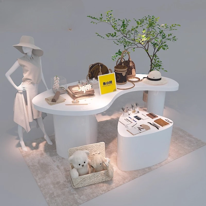 

Clothing store Nakajima display table display decorative props high and low water table stand white paint stand