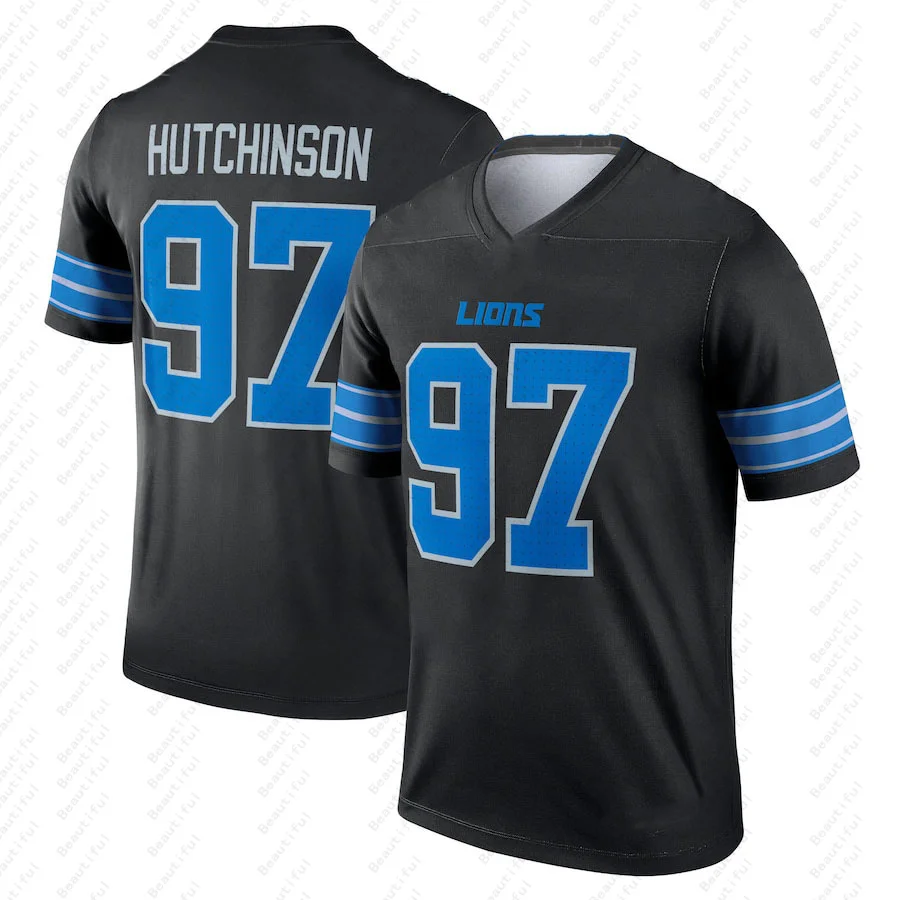 25 New Arriavl Summer Men T-shirt Aidan Hutchinson Detroit Lion No.97 Quick Drying Women Men T-Shirt Adult KID Jersey Kit Top