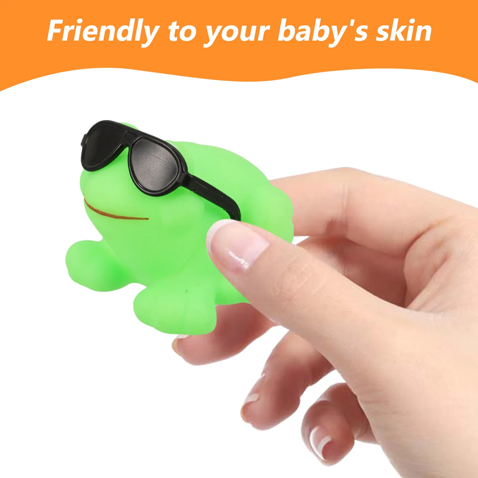 

16Pcs Floating Frog Bath Playthings Adorable Sunglasses Design Safe Plastic Bathtub Water Fun Interactive Baby Shower Playthings