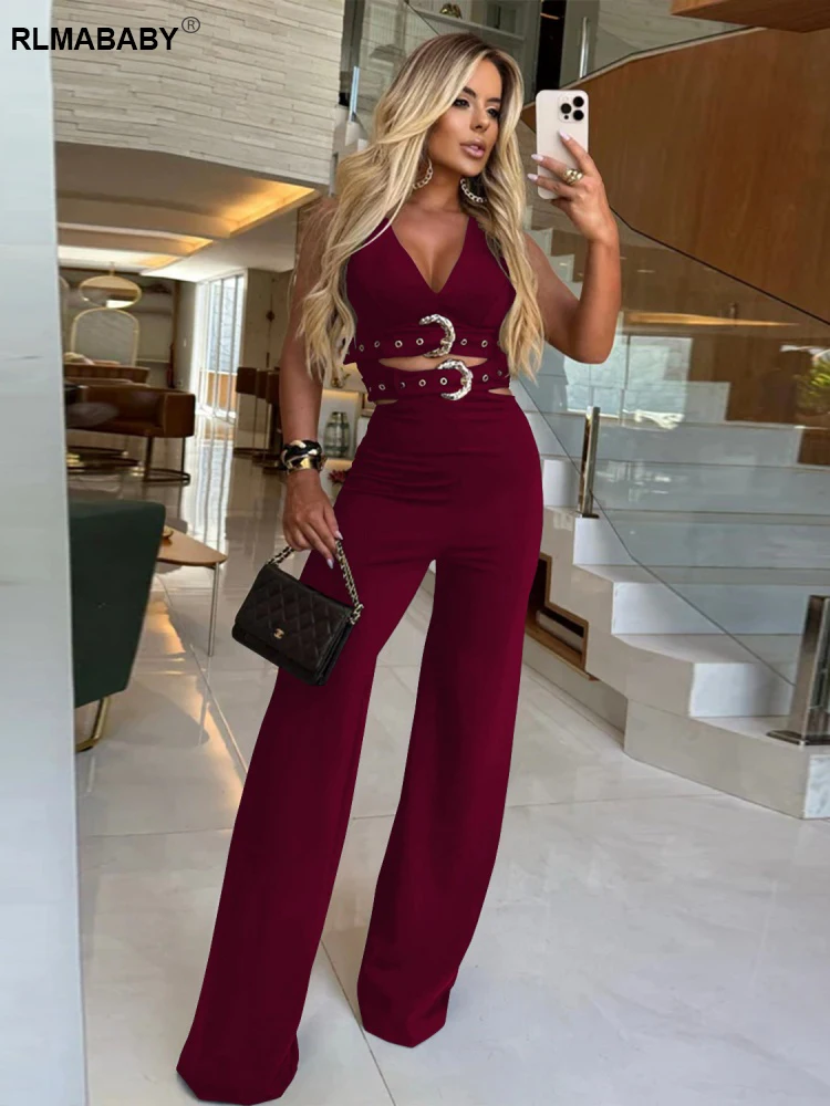 

RLMABABY Sexy Slim V Neck Sashes Crop Tank Top And High Waist Straight Pants Women 2 Piece Set Hottie Girl Party Trouser Outfits