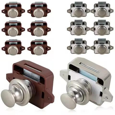 5/10Pcs Push Locks Button Latch Camper Car RV Caravan Boat Drawer Cabinet Door Catch Keyless Cupboard Locks Furniture