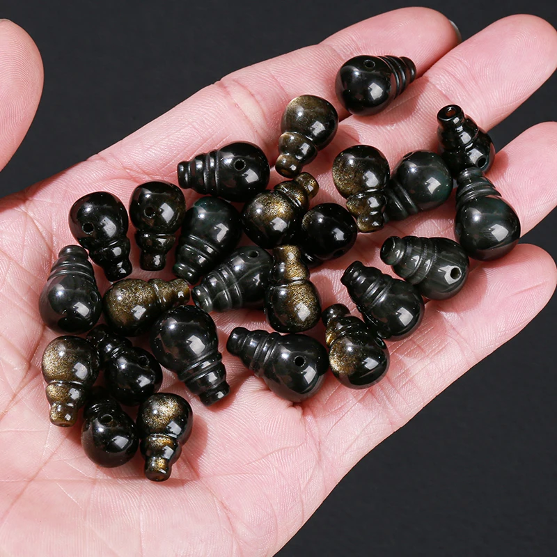 1 Pc Natural Golden Shiny Obsidian Three Hole Beads Polished Three way connector For Jewelry Making Diy Necklace Bracelet