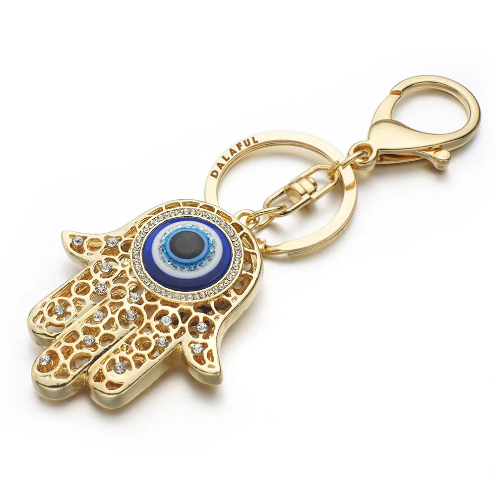 Chic Lucky Hamsa Fatima Hand Eyes Keychains Charm Amulet Purse Bag Buckle Pendant For Car Keyrings keychains holder women K236