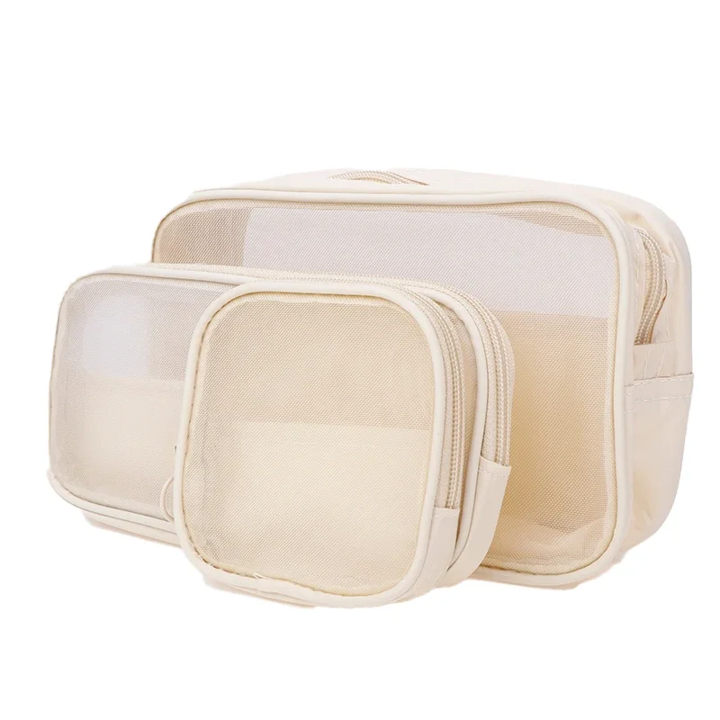 メッシュクリア化粧品バッグ小大黒化粧バッグポータブル旅行トイレタリーオーガナイザーケース口紅収納ポーチ