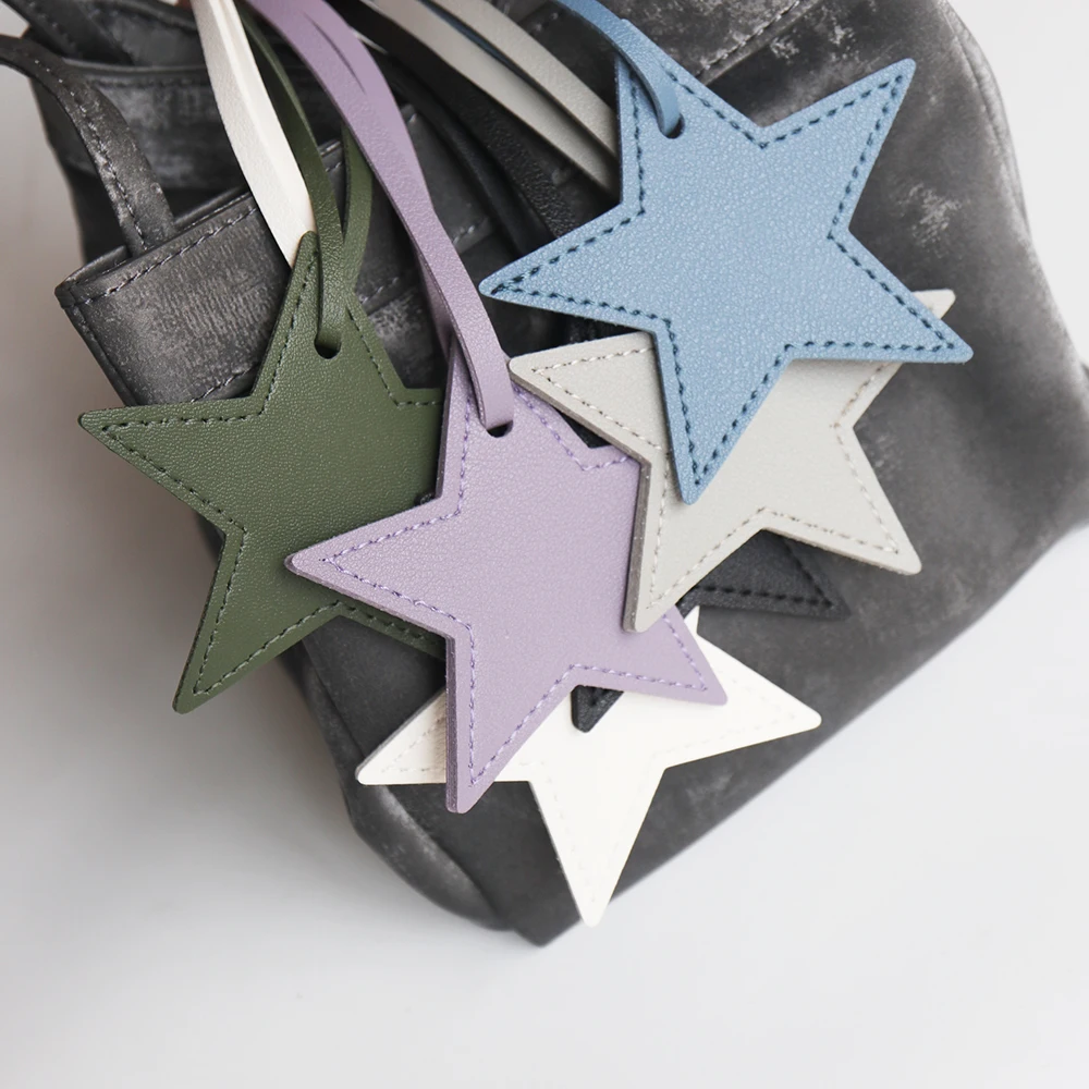 Personalisierter Handtaschenanhänger Niedlicher Stern PU-Leder Mode-Accessoires Großhandel Gravierte Initialen Reisegepäckanhänger Kreatives Geschenk – Detail 8