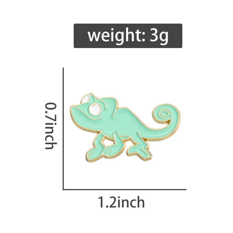 Zielona kreskówka kameleon emaliowane szpilki niestandardowe słodkie jaszczurka broszki do klapy biżuteria dla zwierząt prezent dla dzieci przyjaciół