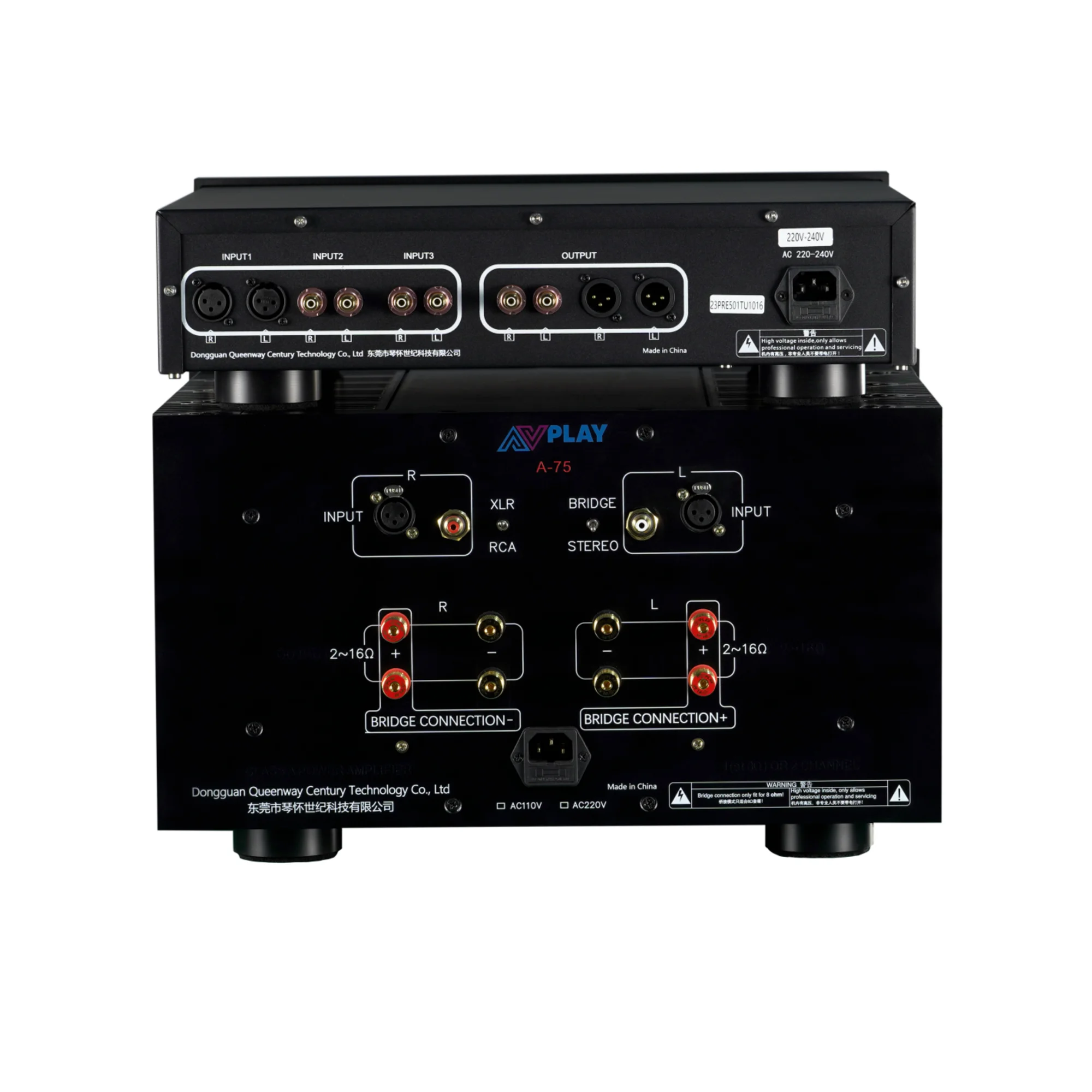Kombinationen AVplay A-75 HIFI Klasse A Power Amp Verstärker LCD Display Brücke + Queenway PRE-501TU 12AU7/ECC82*4 Rohr Vorverstärker