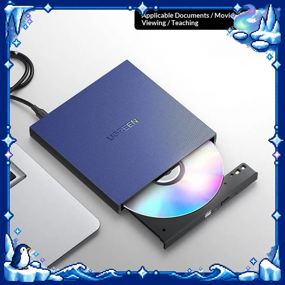 UGREEN CM138-40576 External DVD CD ROM Burner USB Portable Optical Disc Drive for Laptop PC