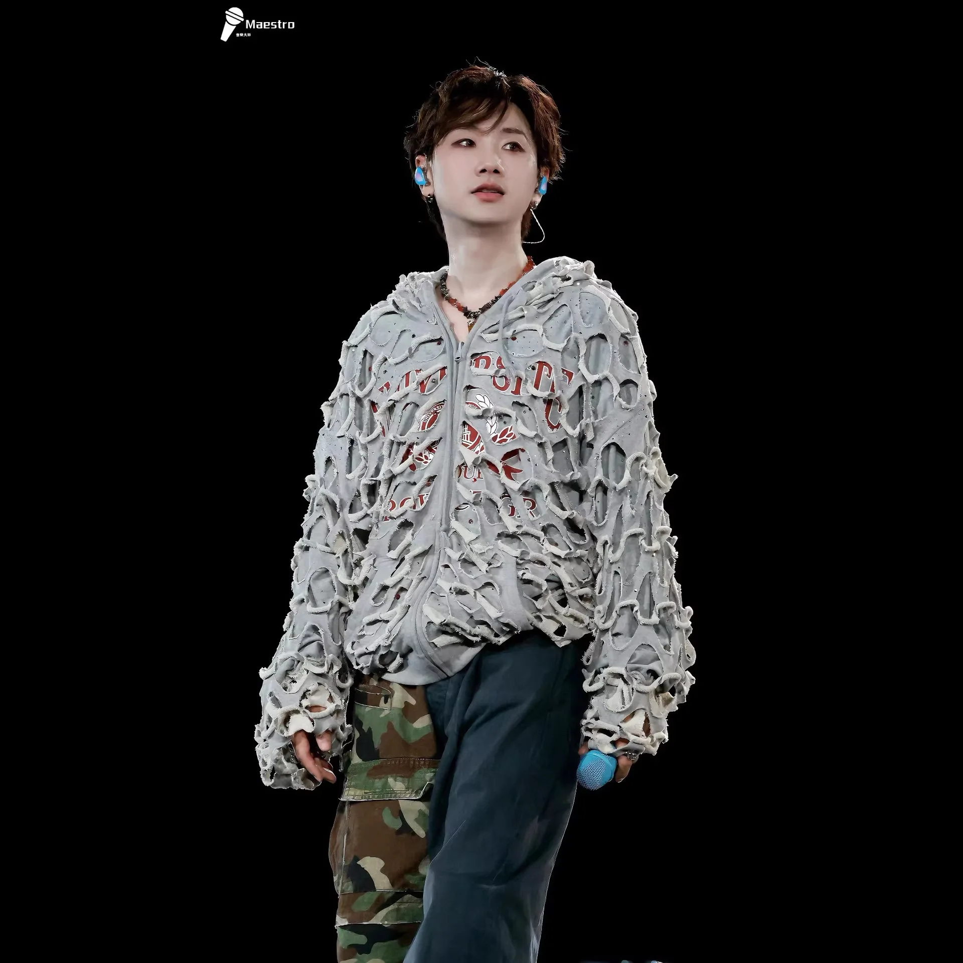 MWJLPWQ Hooded Zip Jacket Full Hollow Cut Out Layer Letter Print Side Pocket Oversized Unisex Y2k Grunge Street Outerwear 17102