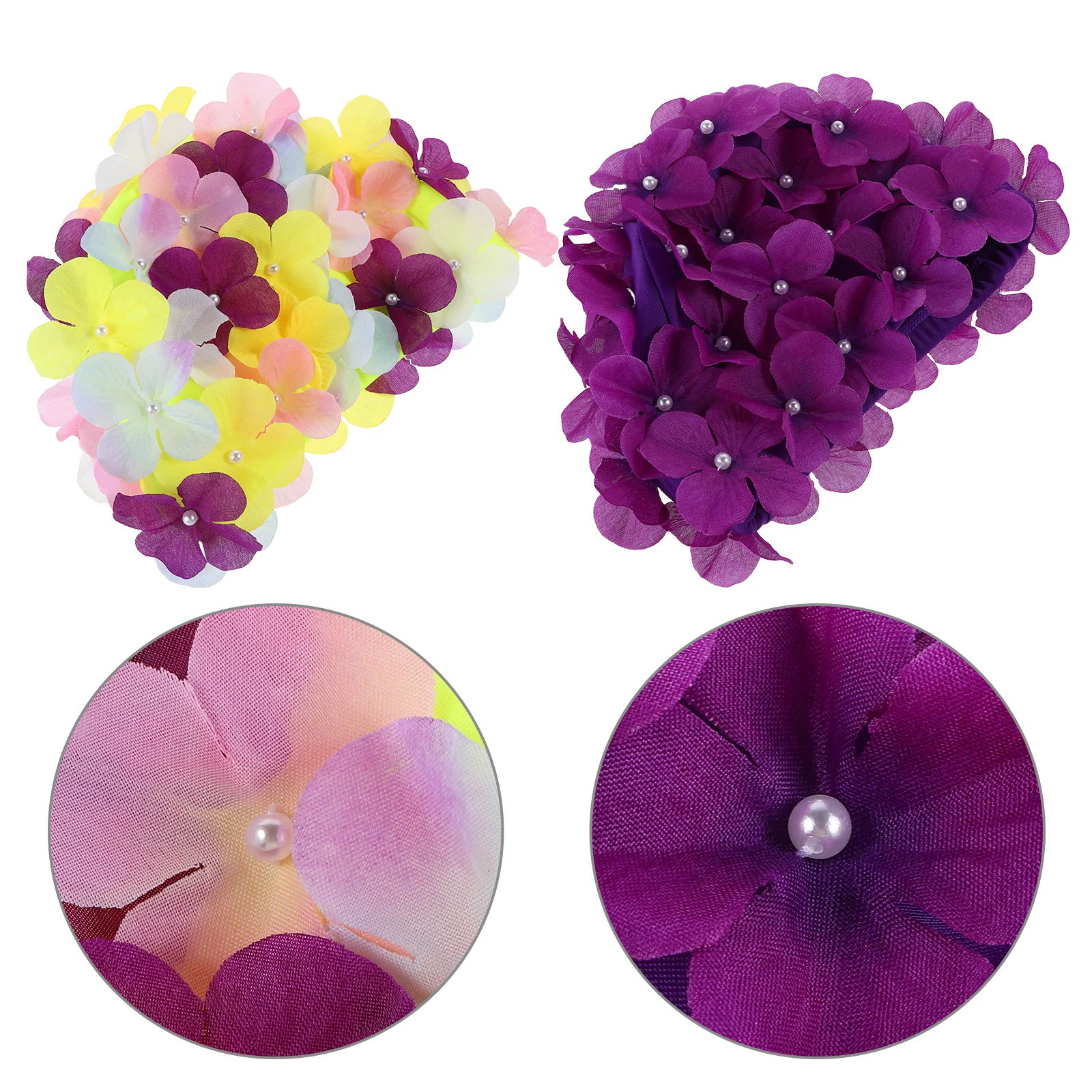 

2 Pcs Handmade Petal Swimming Cap Water Caps for Women Hats Adult Protection Cloth Swimcaps Cute Fabric Miss
