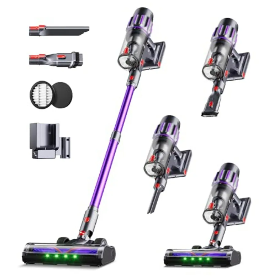 Cordless Vacuum Cleaner 650W 55KPA 90Mins for Home Floors Carpet Pet Hair with Self-Standing Smart Display V-Shaped Anti-Tangle
