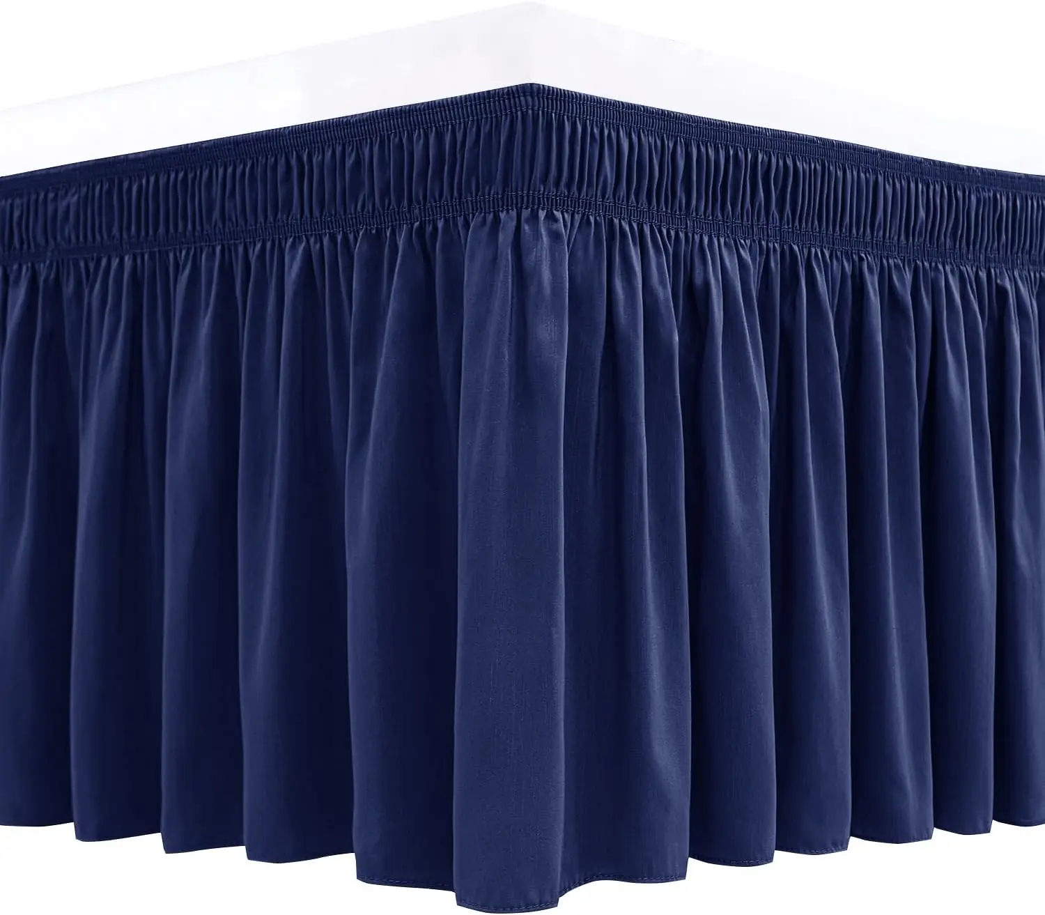 

Wrap Around Bed Skirts For King & Cal King Beds 18"" Drop, Navy Adjustable Elastic Dust Ruffles Easy Fit Wrinkle Resistant
