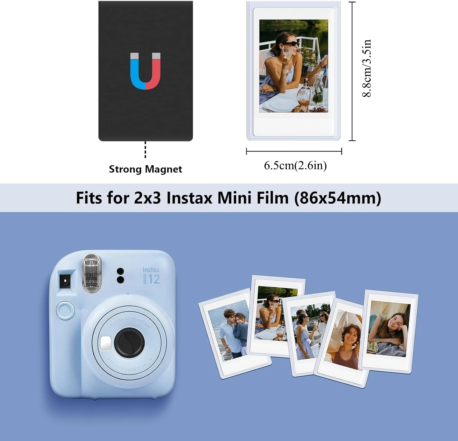 5/10/20pcs Magnetic Photo Frames for Fujifilm Instax Mini Film Papers Double Sided Fridge Picture Frame Magnets Artwork Frames