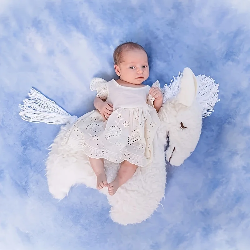 Newborn Photography Props Pillow Plush Unicorn Pony Pillow Photo Props Animal Decor Pillow White Horse Fotografia Acessorios