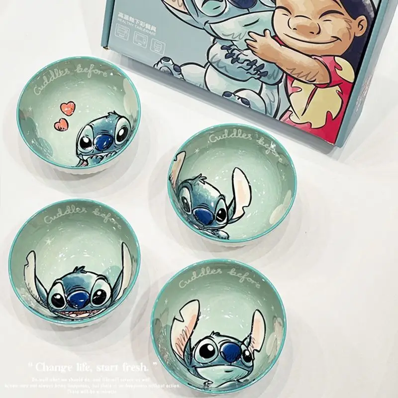 

Набор керамических чаш с милым стежком в стиле аниме. Керамическая посуда высокого уровня, милая детская посуда, посуда для взрослых