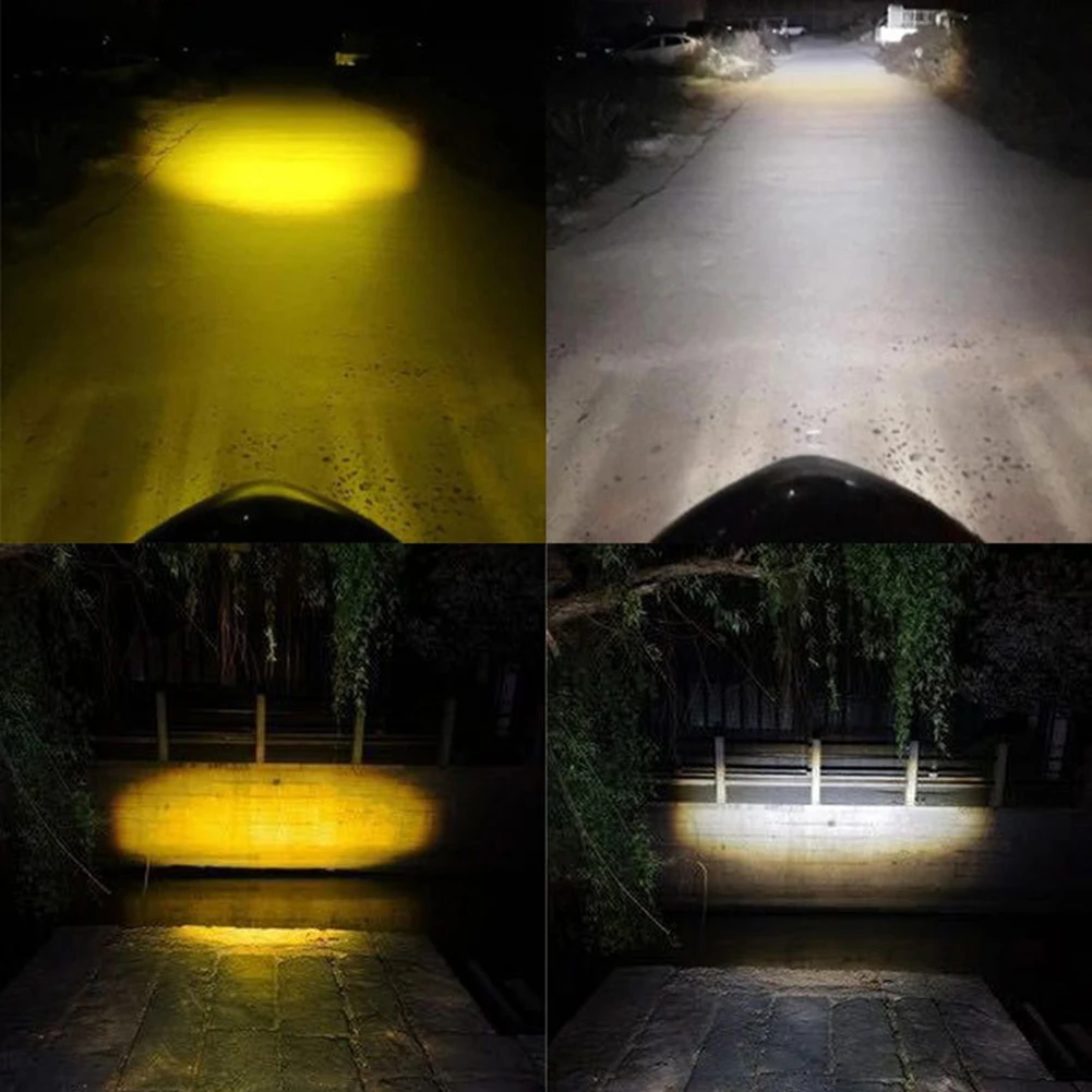1PC LED Lights Motorcycle Headlights H4 Dual-Color High-Intensity Lens Bulbs White/Yellow Motorcycle Front LED Lamp