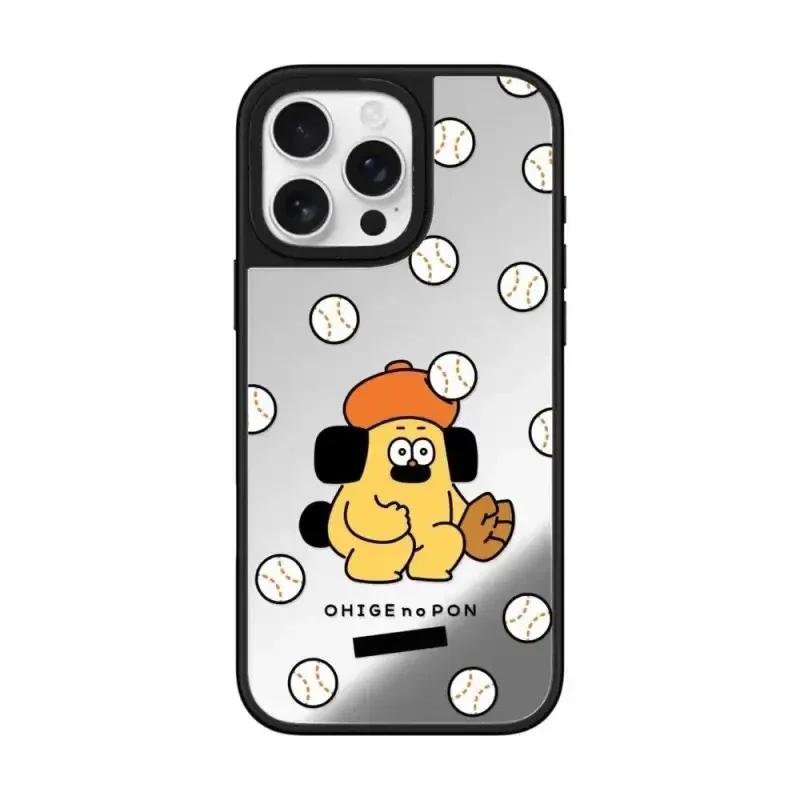 Cartoon Baseball iPhone 11 12 13 14 15 16 Pro Max Mirror Surface MagSafe Case Cover Shell