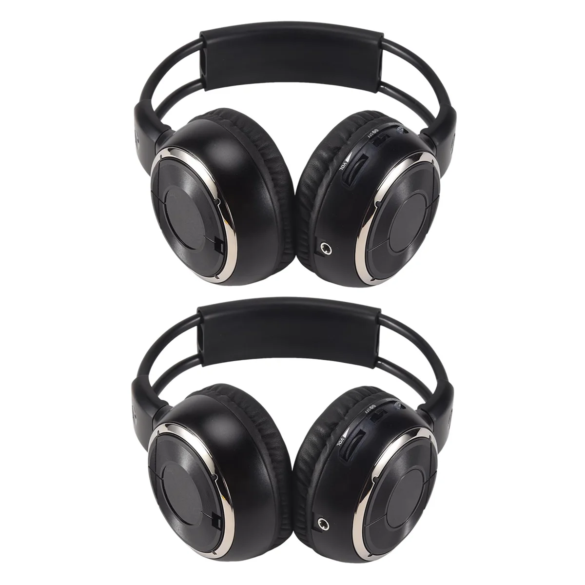 Neu 2 x Doppel-Infrarot-Stereo-Headset für kabellose Kopfhörer, IR-Auto-DVD-Player, Kopfstütze, Schwarz