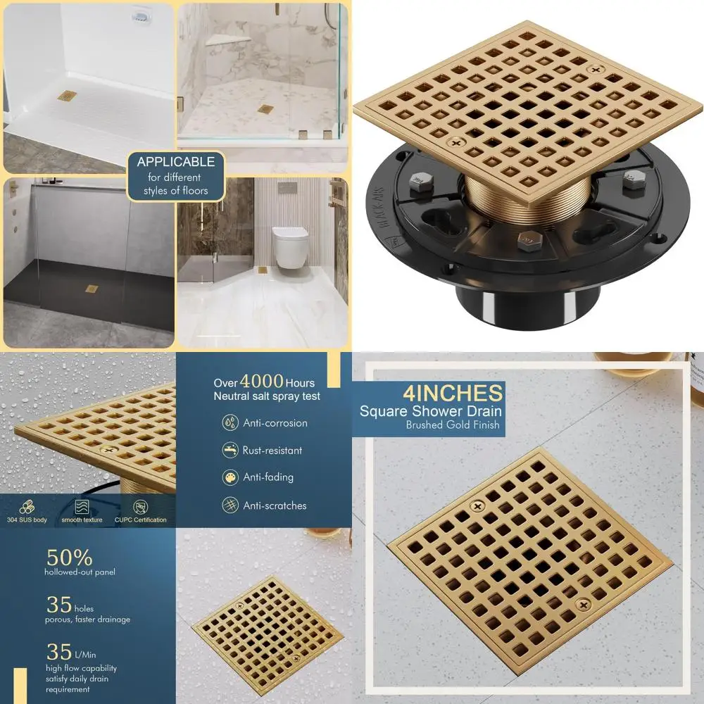 

4-дюймовый антикварный латунный душевой трап для пола со съемной крышкой-фильтром для волос - нержавеющая сталь SUS304, сертифицирован CUPC