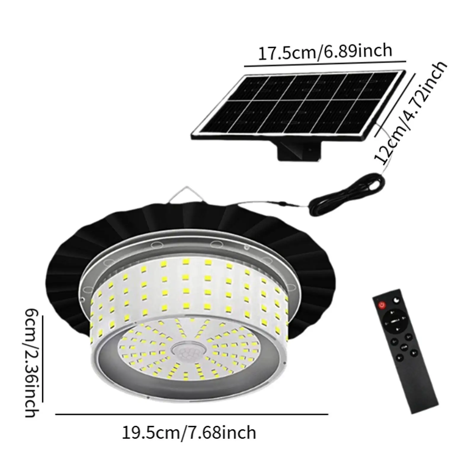 屋外用ソーラーパワーペンダントライト-多目的-175x12cm-ソーラーパネル-リモコン付き-バルコニー廊下用-軽量