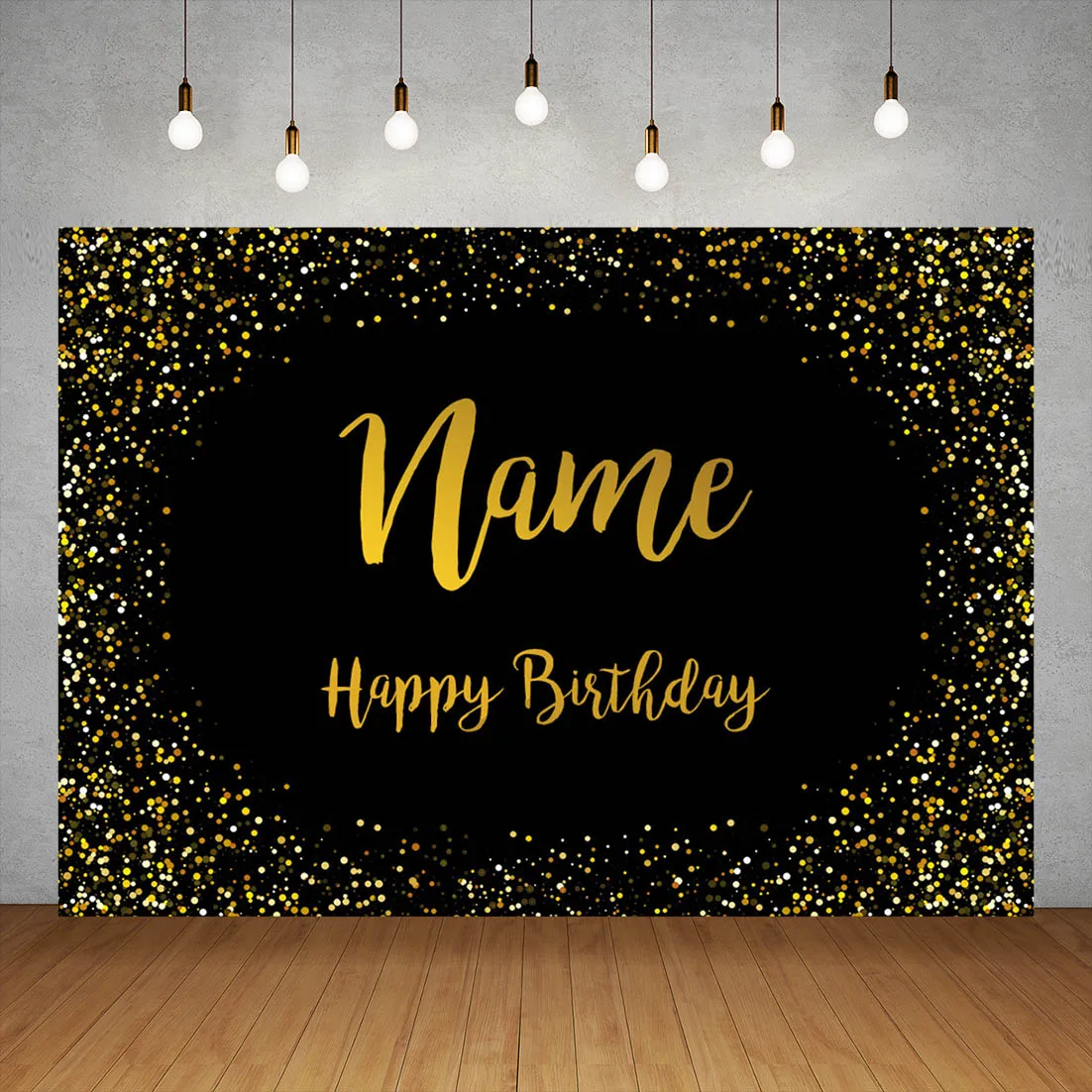 Golden Glitter Custom Name Photography Backdrops Vinyl Photo Backgrounds for Birthday Party Banner Prom Dessert Table Photocall